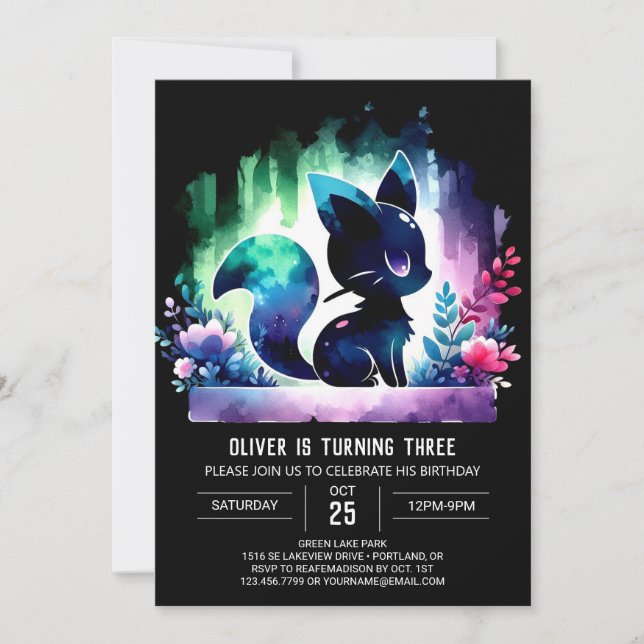 Elegant Simple Cat Birthday beautifully Invitation (Front)