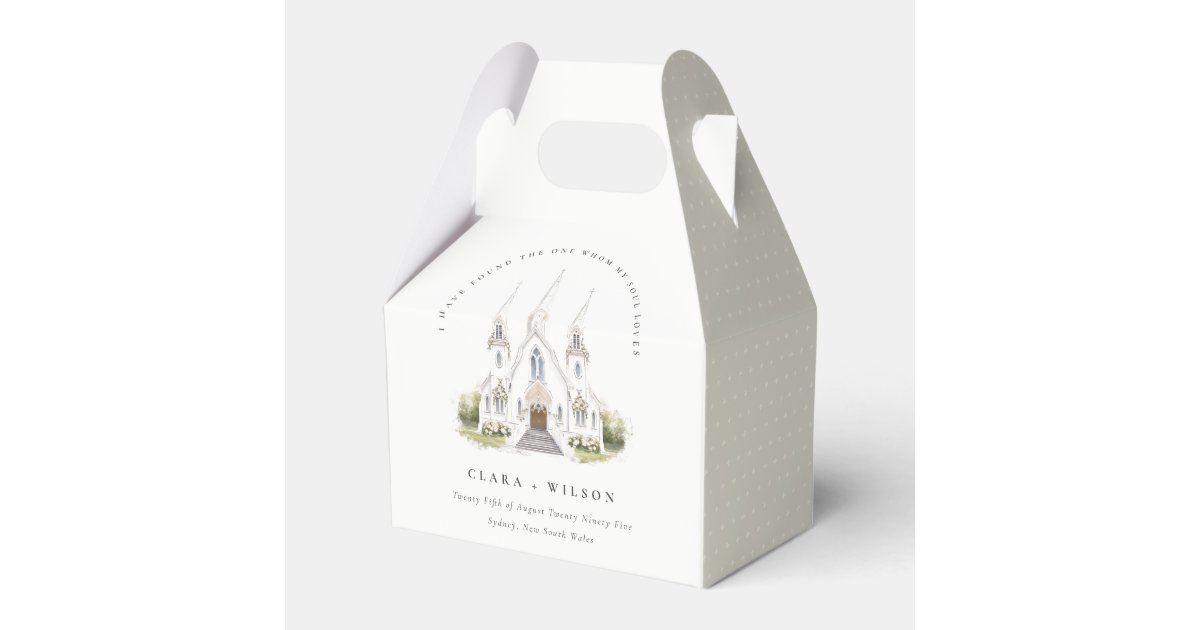 Elegant Simple Catholic Watercolor Church Wedding Favor Boxes | Zazzle