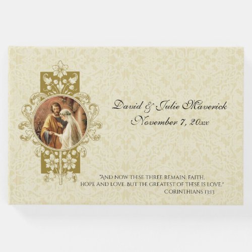 Elegant Simple Catholic Wedding Traditional Guest Book