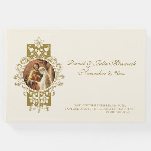 Elegant Simple Catholic Wedding Traditional Guest  Guest Book