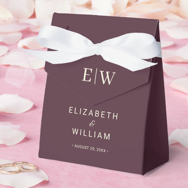Elegant Simple Cherry Lacquer, Monogram Wedding Favor Boxes (Wedding)