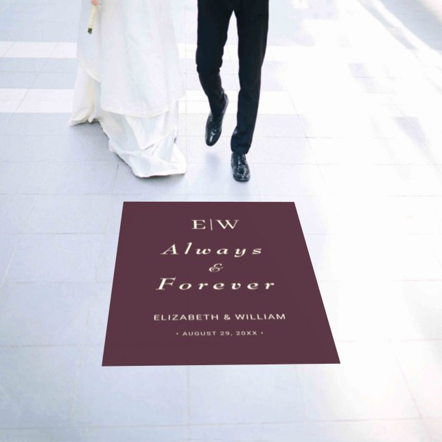 Elegant Simple Cherry Lacquer, Monogram Wedding Floor Decals (Wedding)