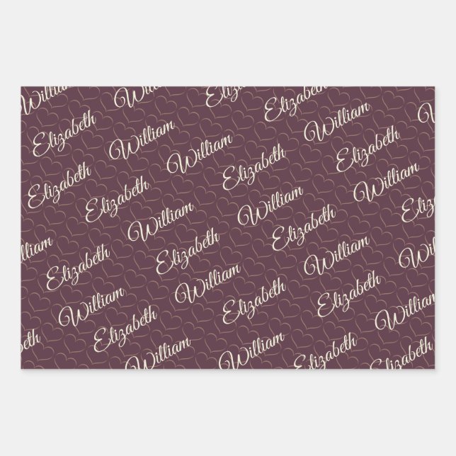 Elegant Simple Cherry Lacquer, Monogram Wedding Wrapping Paper Sheets (Front 2)