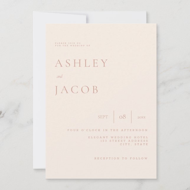 Elegant Simple Chic Beige Wedding Invitation (Front)