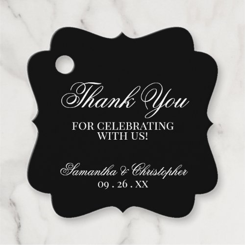 Elegant Simple Chic Black Thank You Wedding Favor Tags