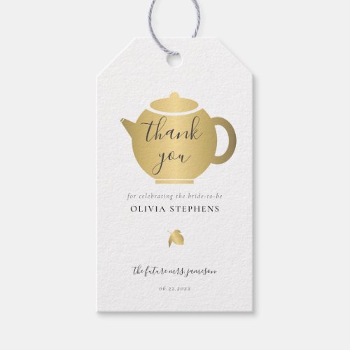 Elegant Simple Chic Gold Bridal Shower Tea Party Gift Tags