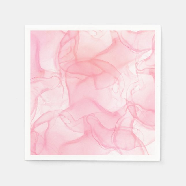 Elegant Simple Chic Pink Marble Effect  Napkins (Front)