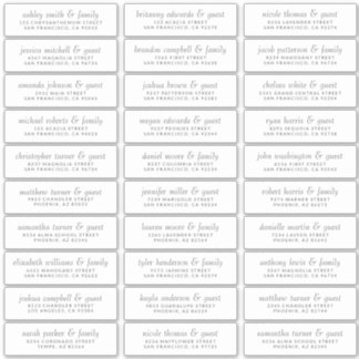 Elegant Simple Chic Wedding Guest Names Address Sticker