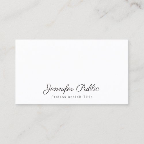 Elegant Simple Chic White Modern Professional Business Card