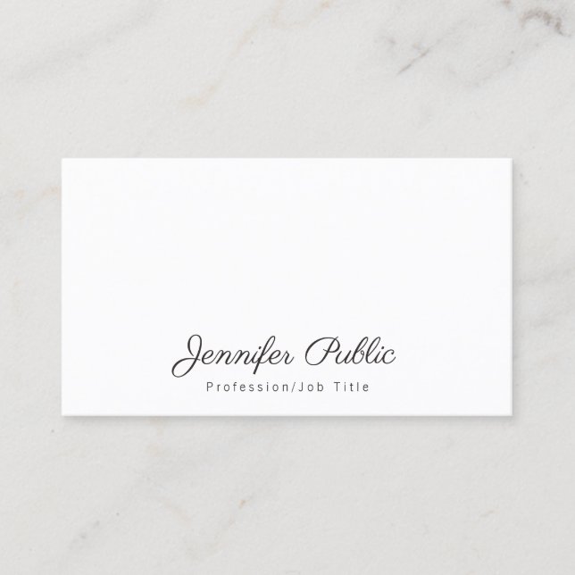 Elegant Simple Chic White Modern Professional Business Card (Front)