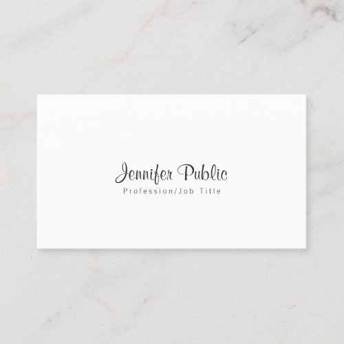 Elegant Simple Chic White Modern Professional Business Card