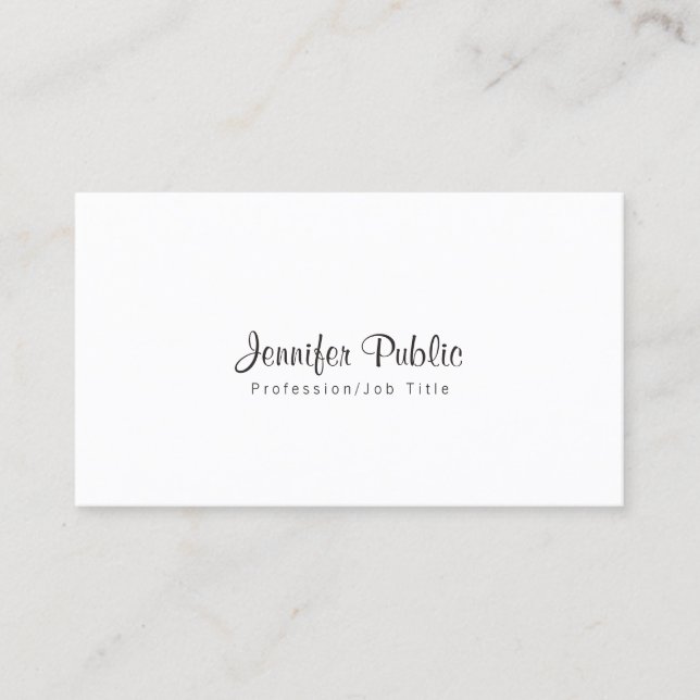 Elegant Simple Chic White Modern Professional Business Card (Front)