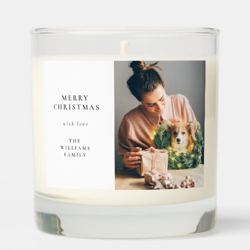 Elegant Simple Christmas  Modern Minimal Photo Scented Candle