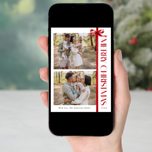 Elegant Simple Christmas Photo Collage  Holiday Card (Front Digital)