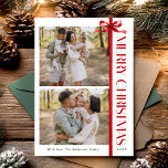 Elegant Simple Christmas Photo Collage  Holiday Card<br><div class="desc">This Elegant, Simple Christmas Photo Collage Holiday Card is a timeless and sophisticated way to share your warmest holiday wishes. The sleek vertical “Merry Christmas” design with a festive red ribbon adds a touch of classic elegance, while the clean layout beautifully highlights your favorite family moments. Easily customizable — personalize...</div>