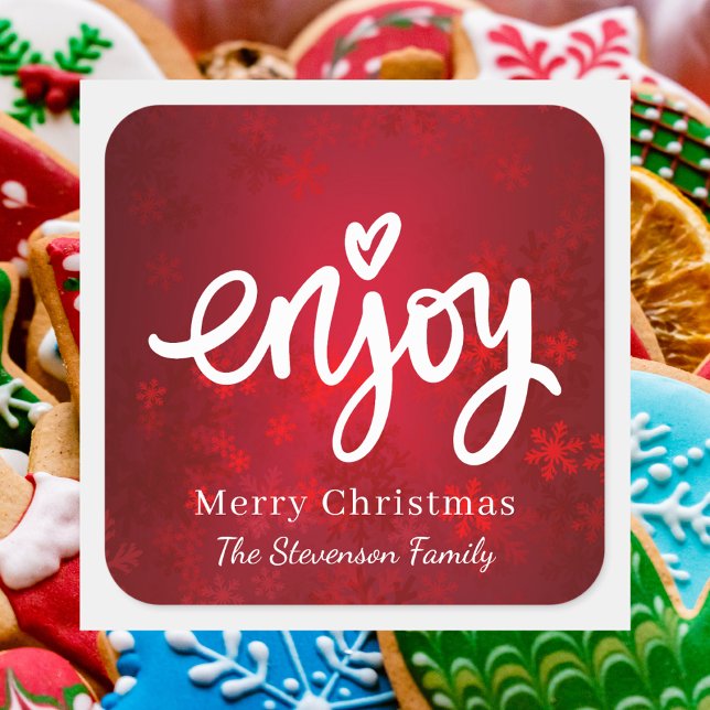 Elegant Simple Christmas Red Holiday Baking Square Sticker (Creator Uploaded)