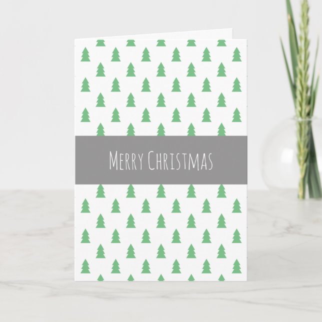 Elegant Simple Christmas tree pattern pastel green Holiday Card (Front)