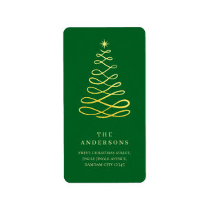 Elegant Simple Christmas Tree Return Address Label