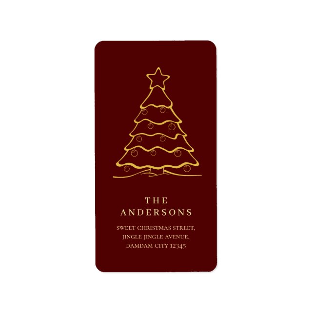 Elegant Simple Christmas Tree Return Address Label (Front)