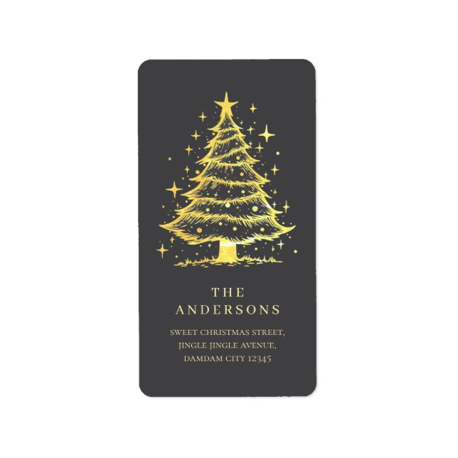 Elegant Simple Christmas Tree Return Address Label (Front)