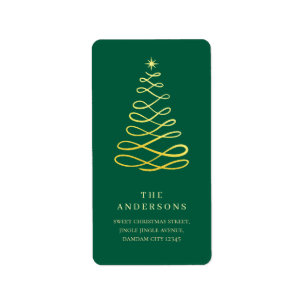 Elegant Simple Christmas Tree Return Address Label