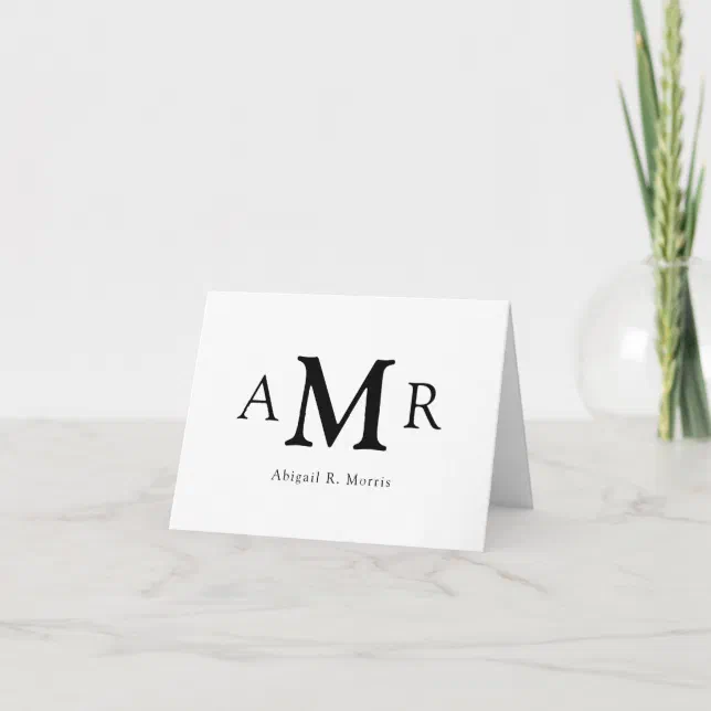 Elegant Simple Classic 3 Monogram Initial Business Note Card | Zazzle