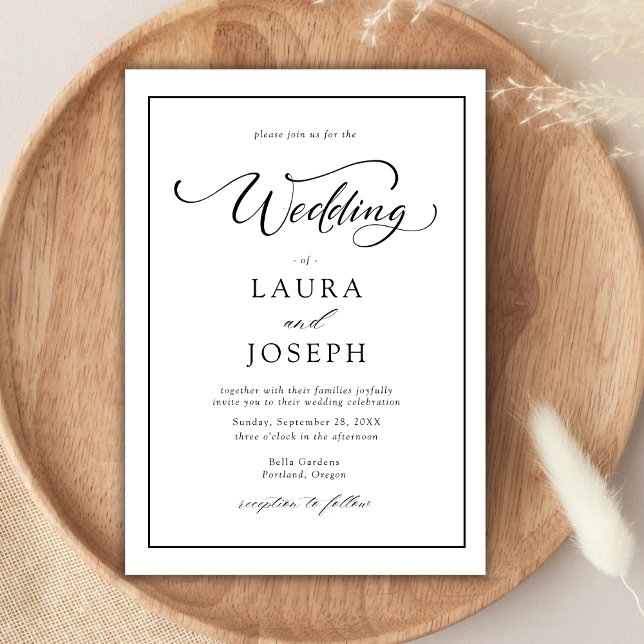 Elegant Simple Classic Black & White Wedding Invitation (Creator Uploaded)