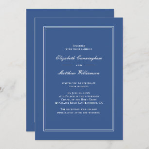 Elegant Simple Classic Blue Wedding Invitation