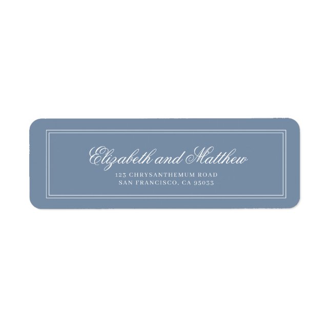 Elegant Simple Classic Blue Wedding Return Address Label (Front)