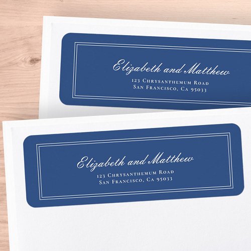 Elegant Simple Classic Blue Wedding Return Address Label