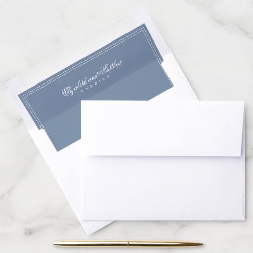 Elegant Simple Classic Faded Blue  White Wedding Envelope Liner