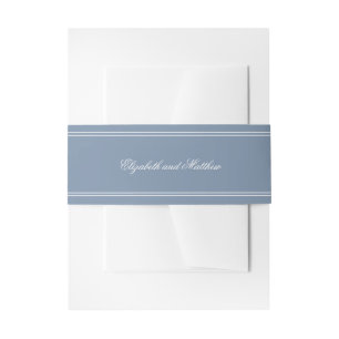 Elegant Simple Classic Faded Blue & White Wedding Invitation Belly Band
