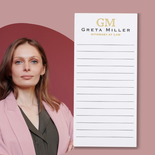 Elegant Simple Classic Gold Monogram Lined Magnetic Notepad (Creator Uploaded)