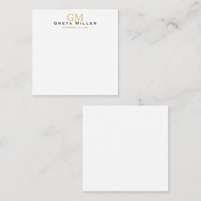 Elegant Simple Classic Gold Monogram Note Card (Front/Back)