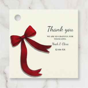 Elegant Simple Classic Minimalist Red Bow Favor Tags