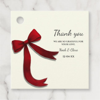 Elegant Simple Classic Minimalist Red Bow Favor Tags