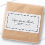 Elegant Simple Classic Wedding Return Address Label<br><div class="desc">Composed of simple straight lined frames with classic cursive script and serif typography. These elements are simple,  timeless,  and classic.. 

This is designed by White Paper Birch Co. exclusive for Zazzle.

Available here:
http://www.zazzle.com/store/whitepaperbirch</div>