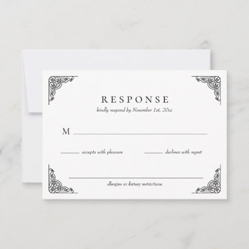 Elegant Simple Classic Wedding RSVP Card