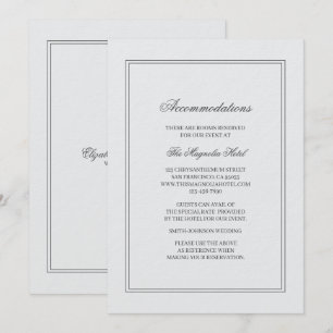 Elegant Simple Classic White Wedding Accommodation Invitation