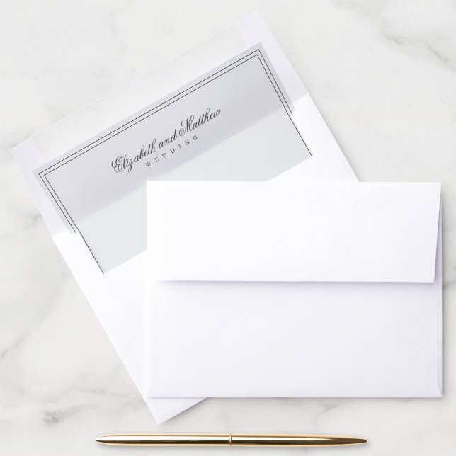 Elegant Simple Classic White Wedding Envelope Liner (Desk)