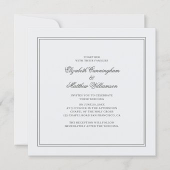 Elegant Simple Classic White Wedding Invitation | Zazzle