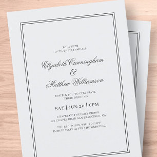Elegant Simple Classic White Wedding Invitation