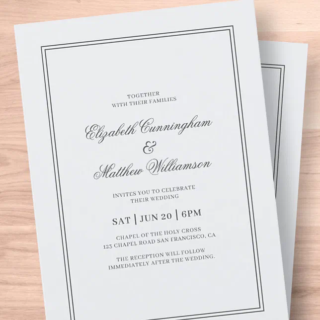 Elegant Simple Classic White Wedding Invitation | Zazzle