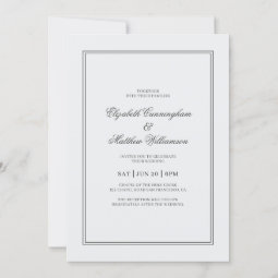 Elegant Simple Classic White Wedding Invitation | Zazzle