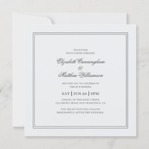 Elegant Simple Classic White Wedding Invitation