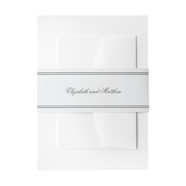 Elegant Simple Classic White Wedding Invitation Belly Band (Front Example)