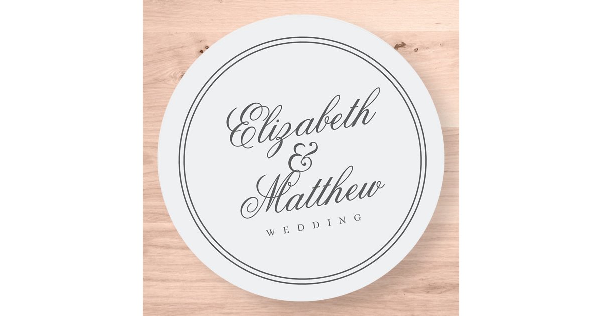 Elegant Simple Classic White Wedding Round Sticker | Zazzle