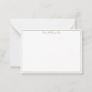 Elegant Simple Classy Gold Frame Wedding Couple Note Card