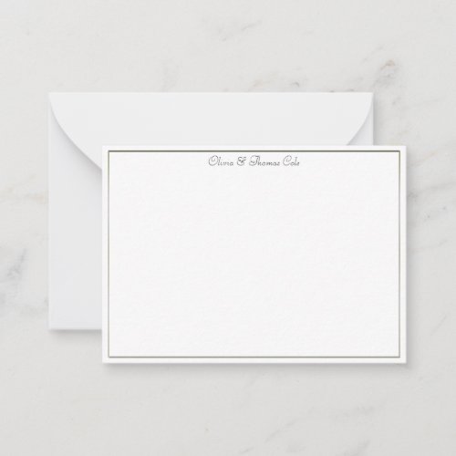 Elegant Simple Classy Gold Frame Wedding Couple Note Card