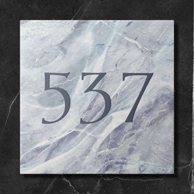   Elegant Simple Classy Marble House Number Plaque Ceramic Tile (Creator Uploaded)